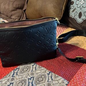 Louis Vuitton Black Embossed Shoulder Bag